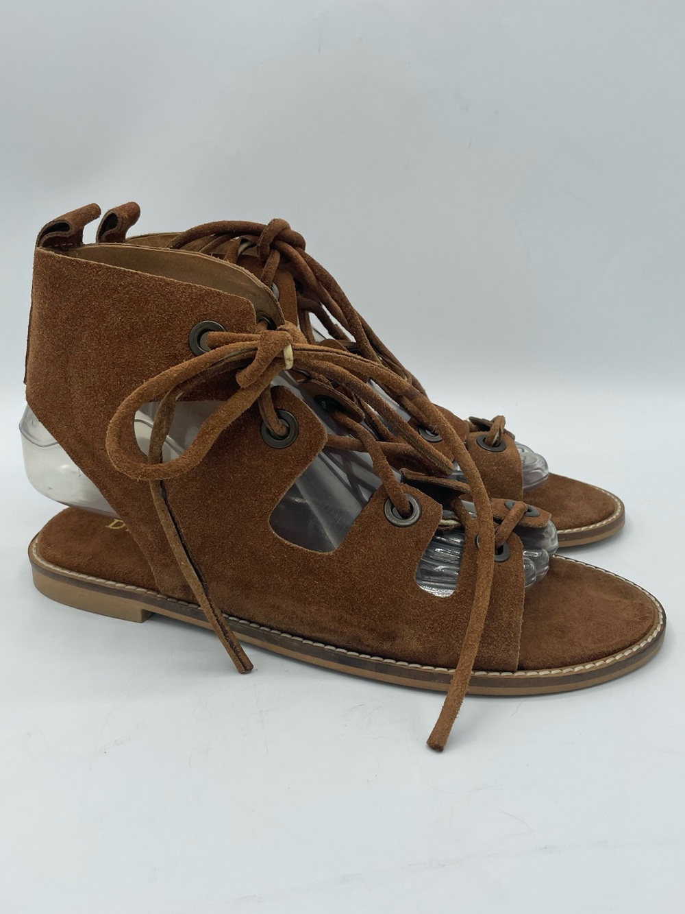 Diba True Day Camp Brown Suede Lace-Up Gladiator Sandals.